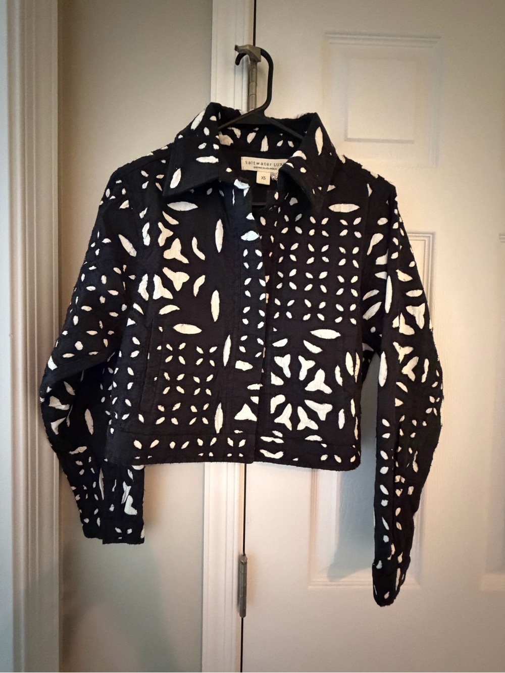 saltwater LUXE Black Jacket with White Cutout Pattern